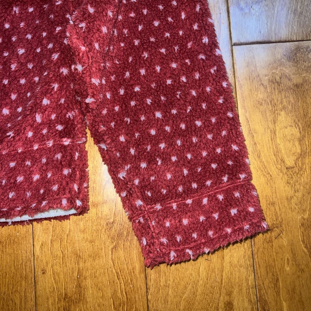 LL BEAN Signature Nordic Fair Isle Sherpa Fleece Jacket Size S Red Half-Zip - Picture 5 of 10